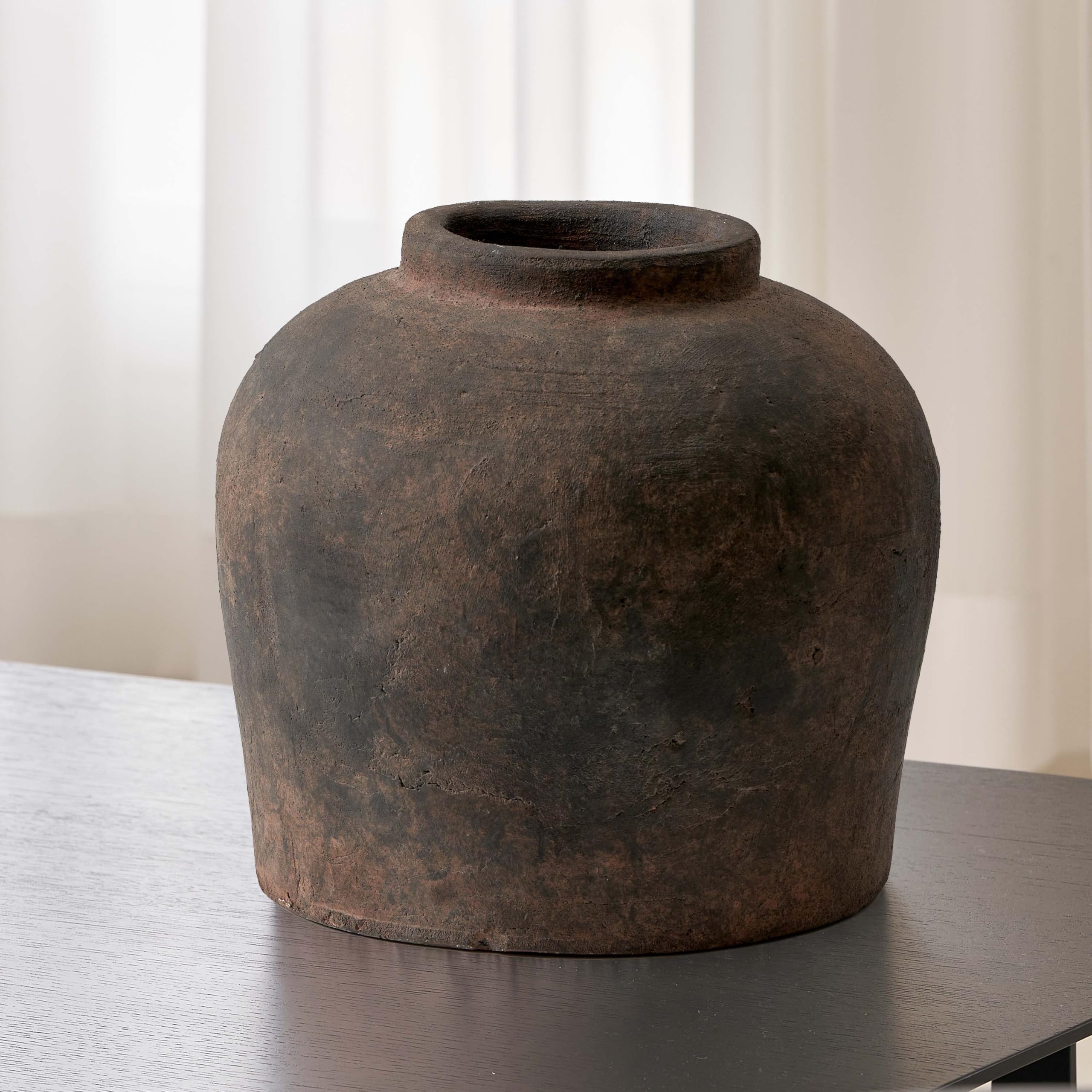 Ceramic Large Vase 11 Inch Zen Style Terra Cotta Pitcher