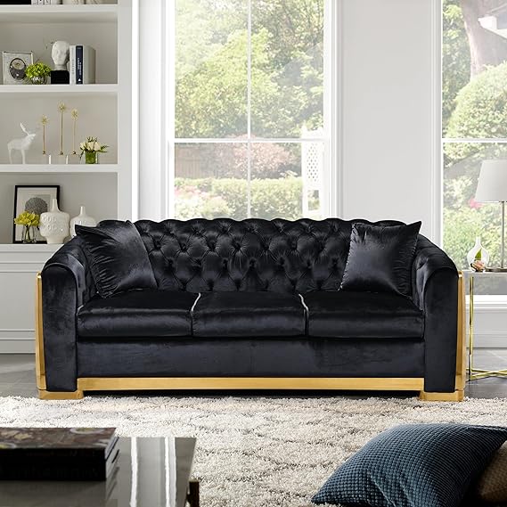 Velvet Chesterfield Sofa 3 Seater