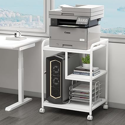 Rolling Printer Cart with Storage Shelf