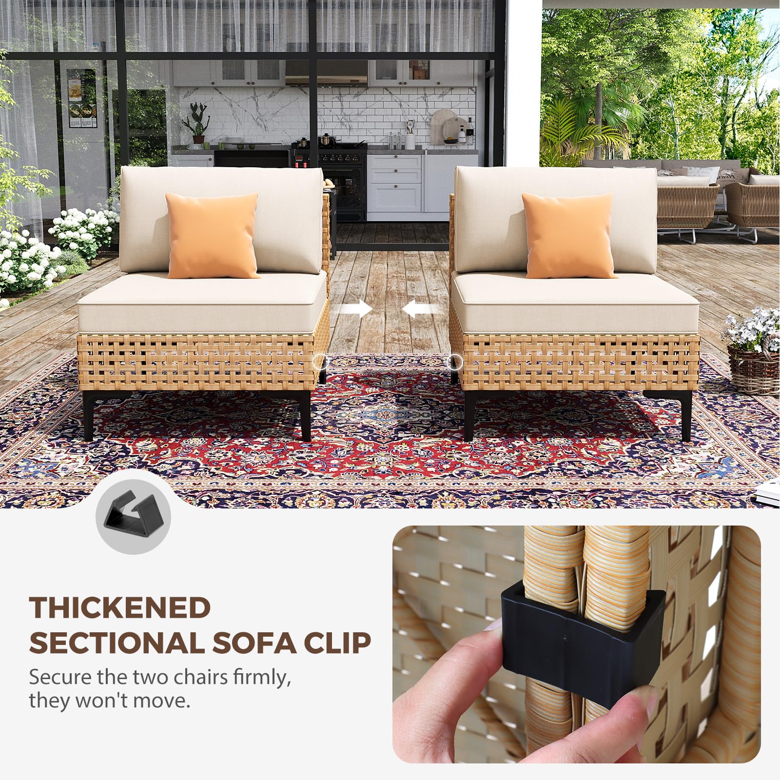 7-Piece Outdoor Sectional Patio Furniture Set with Cushions