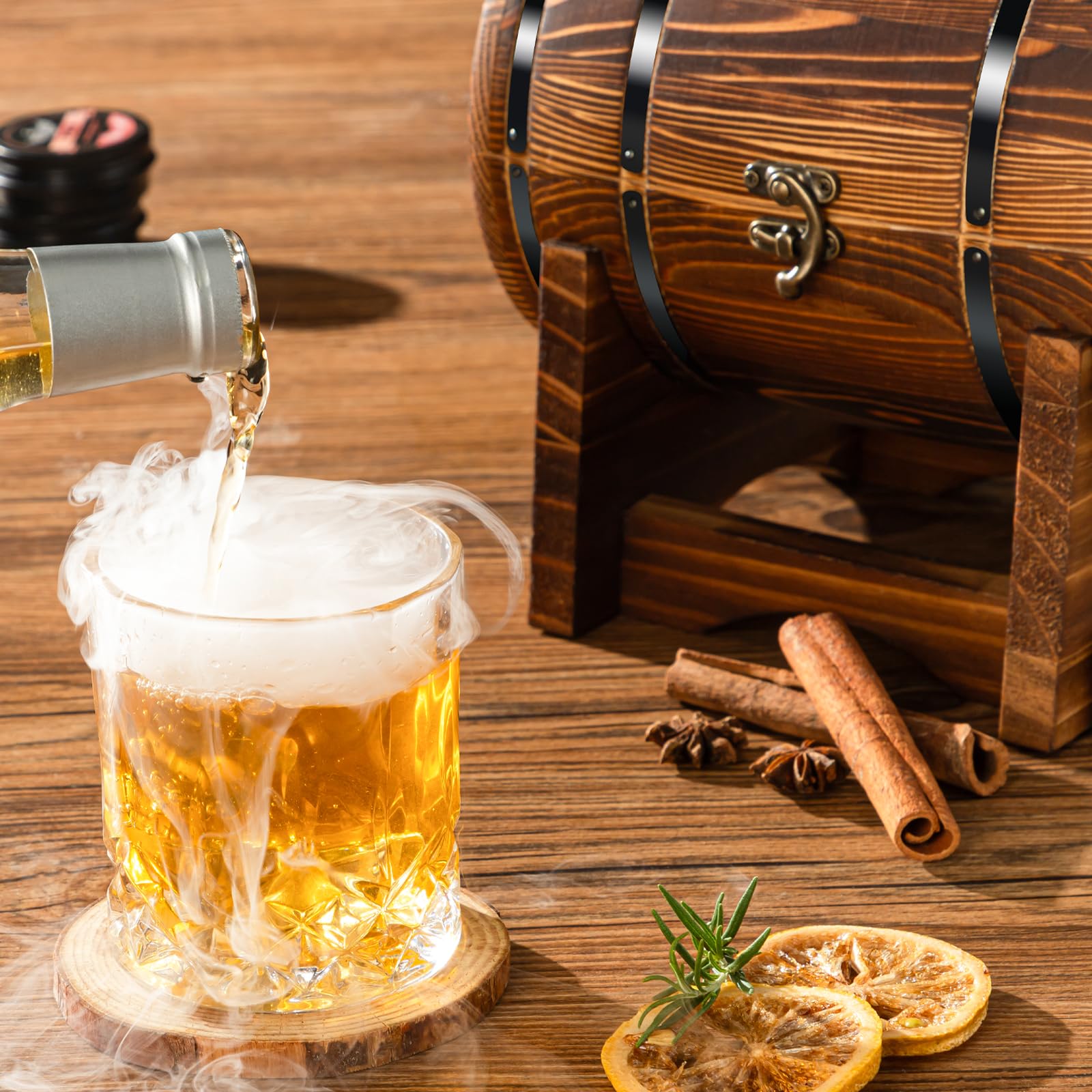 Whiskey Smoker Kit with Charred Wood Barrel and Torch
