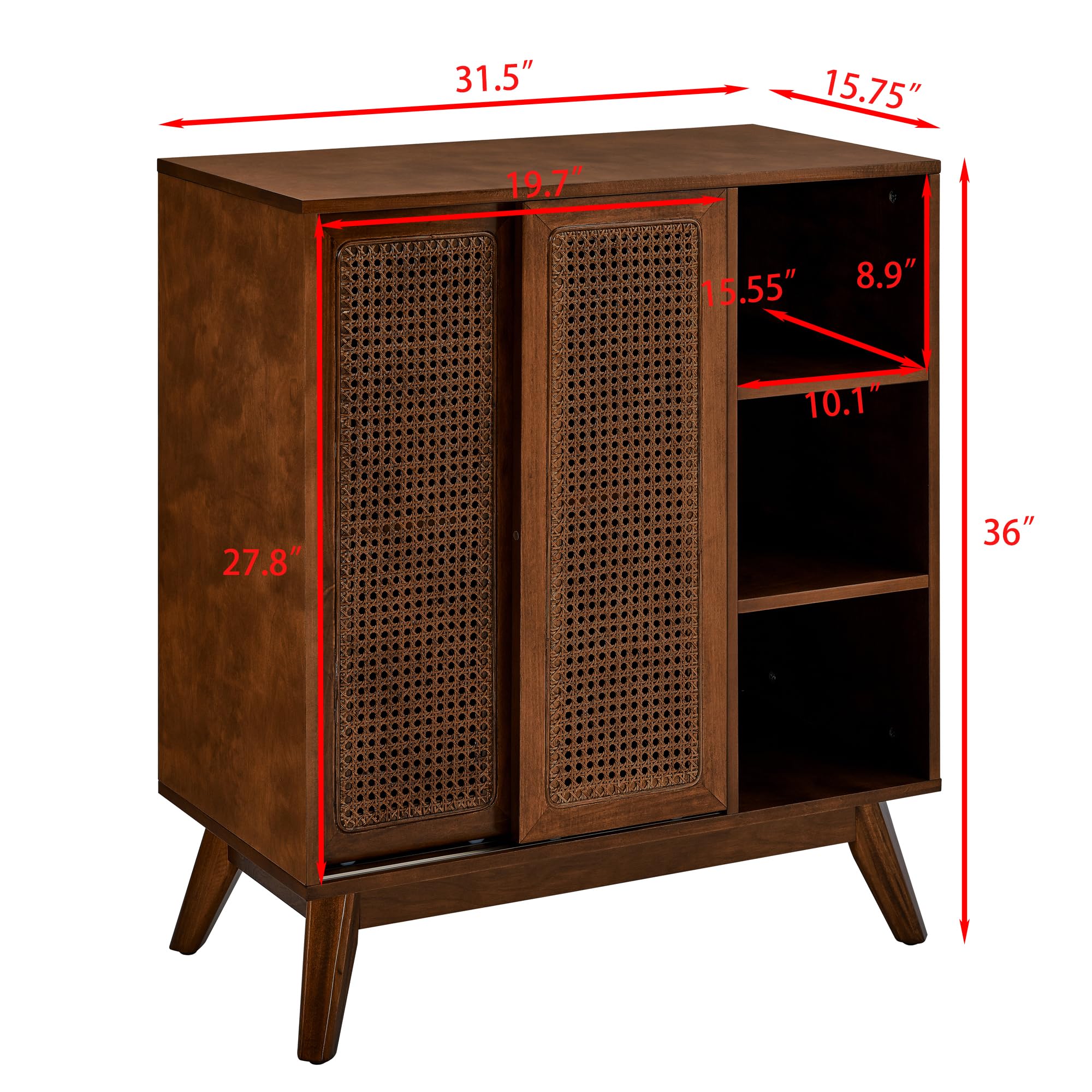 Mid-Century Rattan Sideboard Storage Cabinet