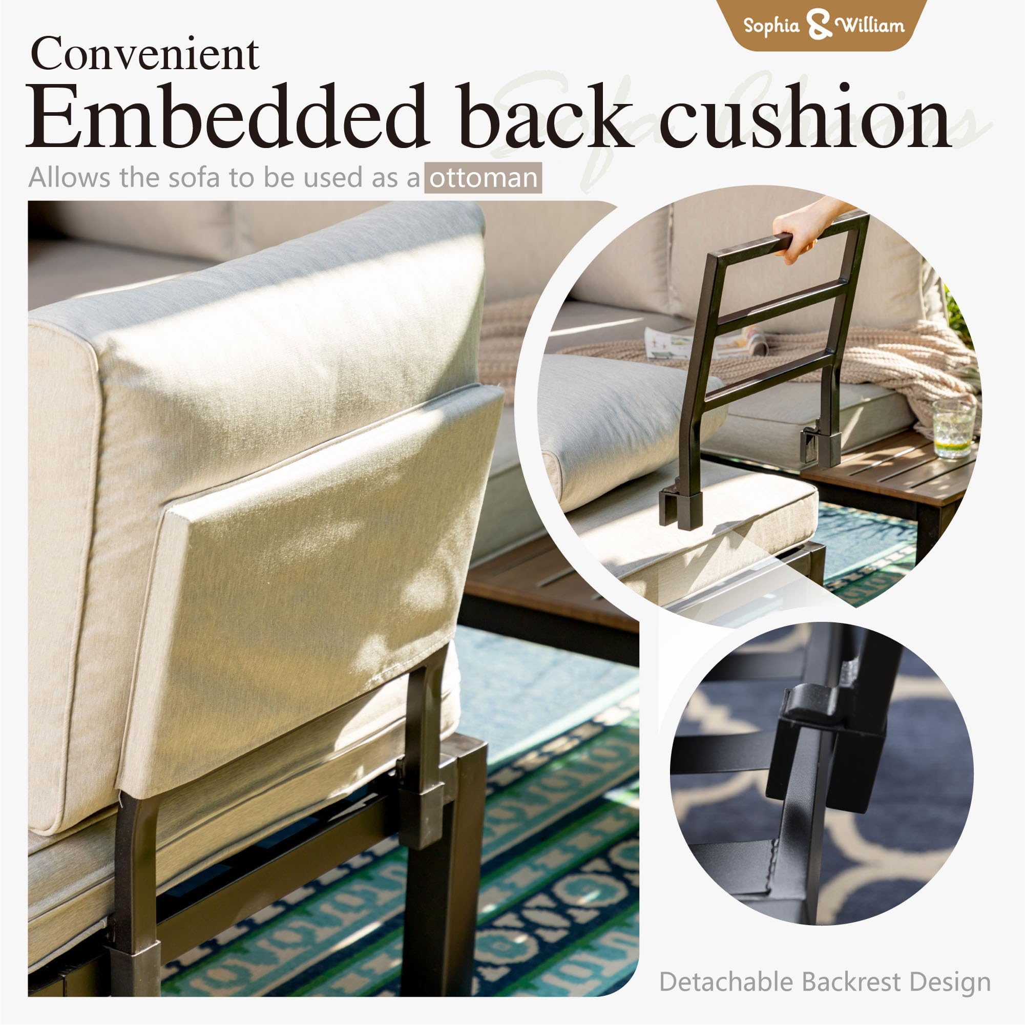 9 Piece Outdoor Sectional Sofa Set with Side Tables