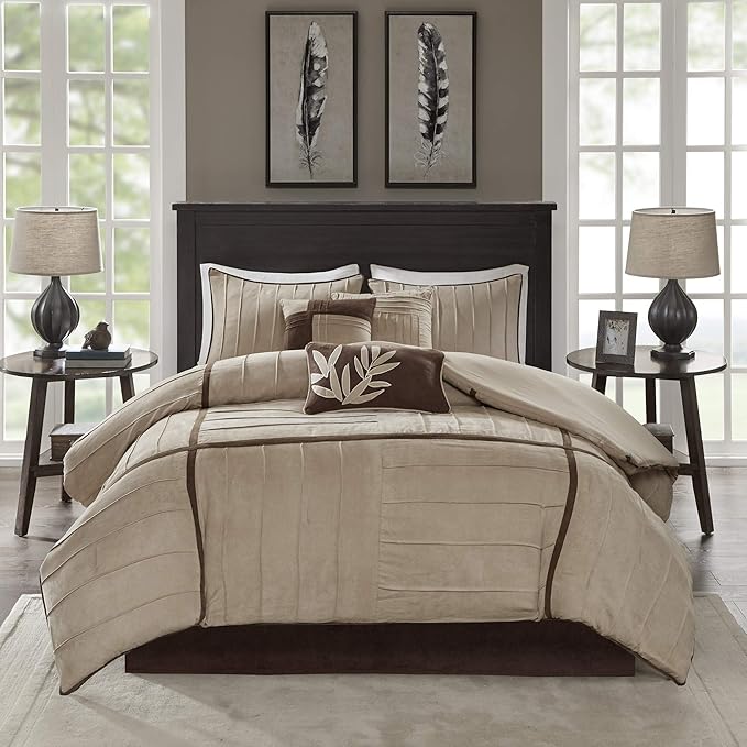 Pieced Suede Comforter Set King 7 Piece