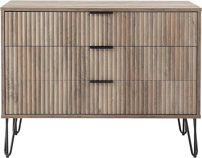 3-Drawer Dresser with Ribbed Front