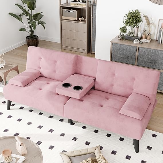 Convertible Futon Sofa Bed with Adjustable Recliner