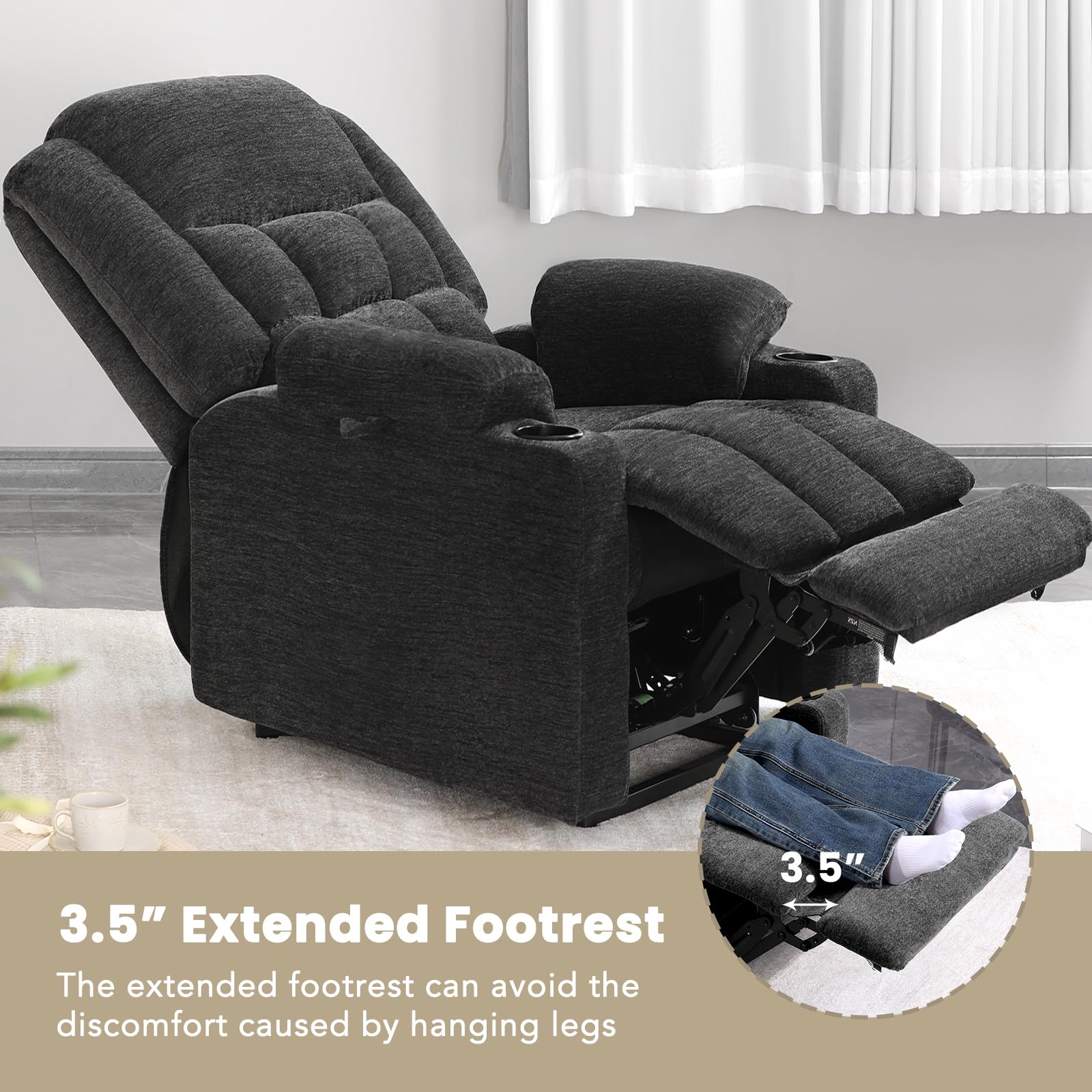 Dual Motor Power Lift Recliner with Heat and Massage