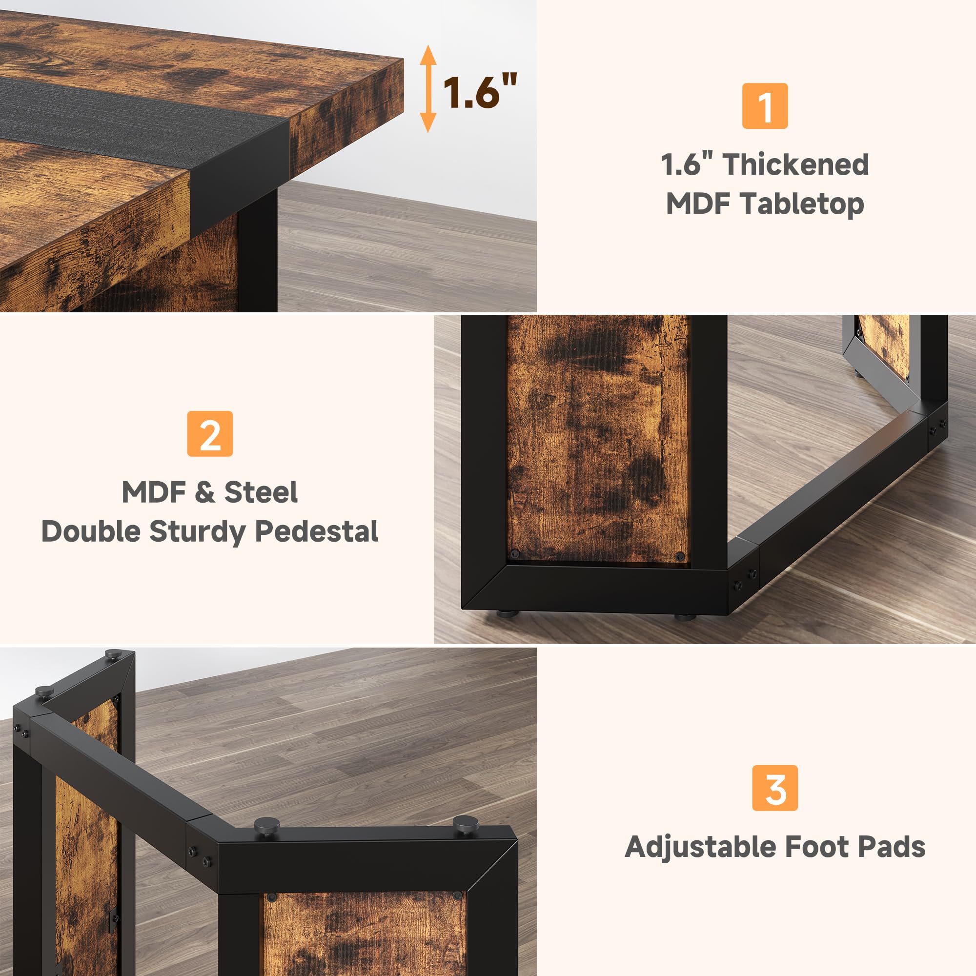 Industrial Dining Table for 6-8 People