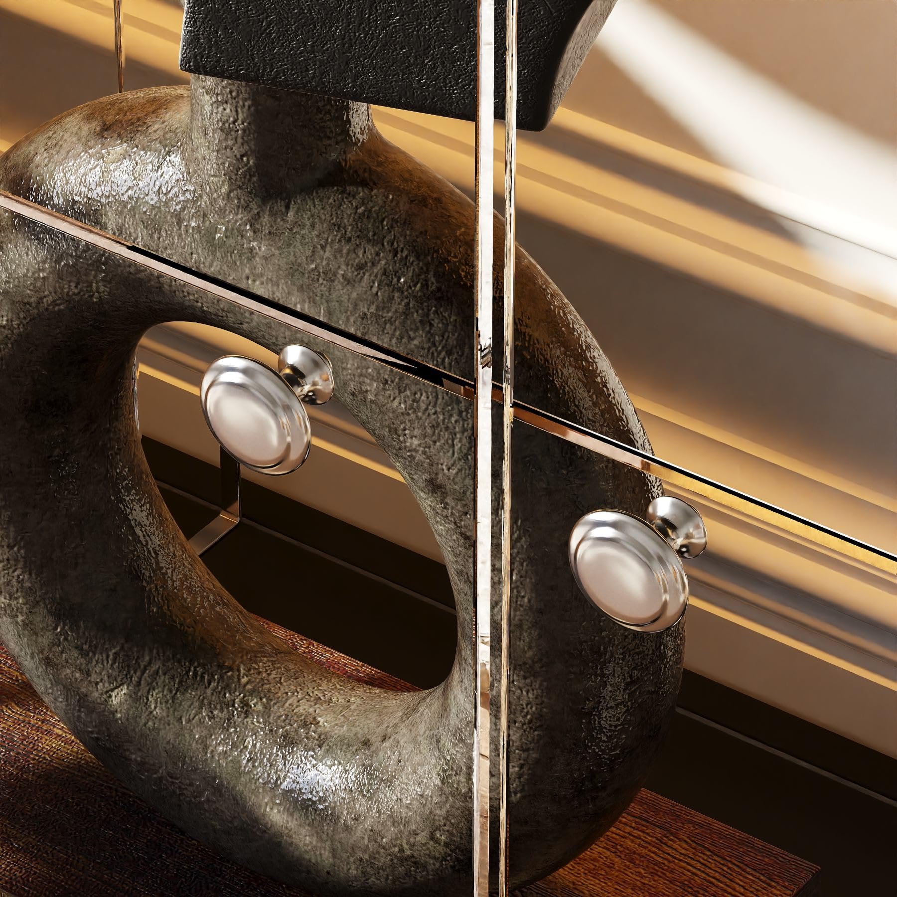 Short Glass Display Cabinet with Adjustable LED Light