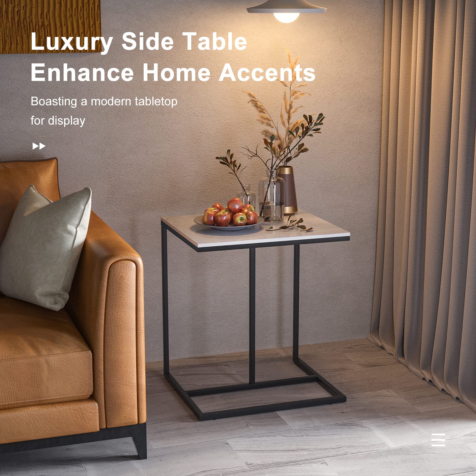 C-Shaped Sintered Stone End Table