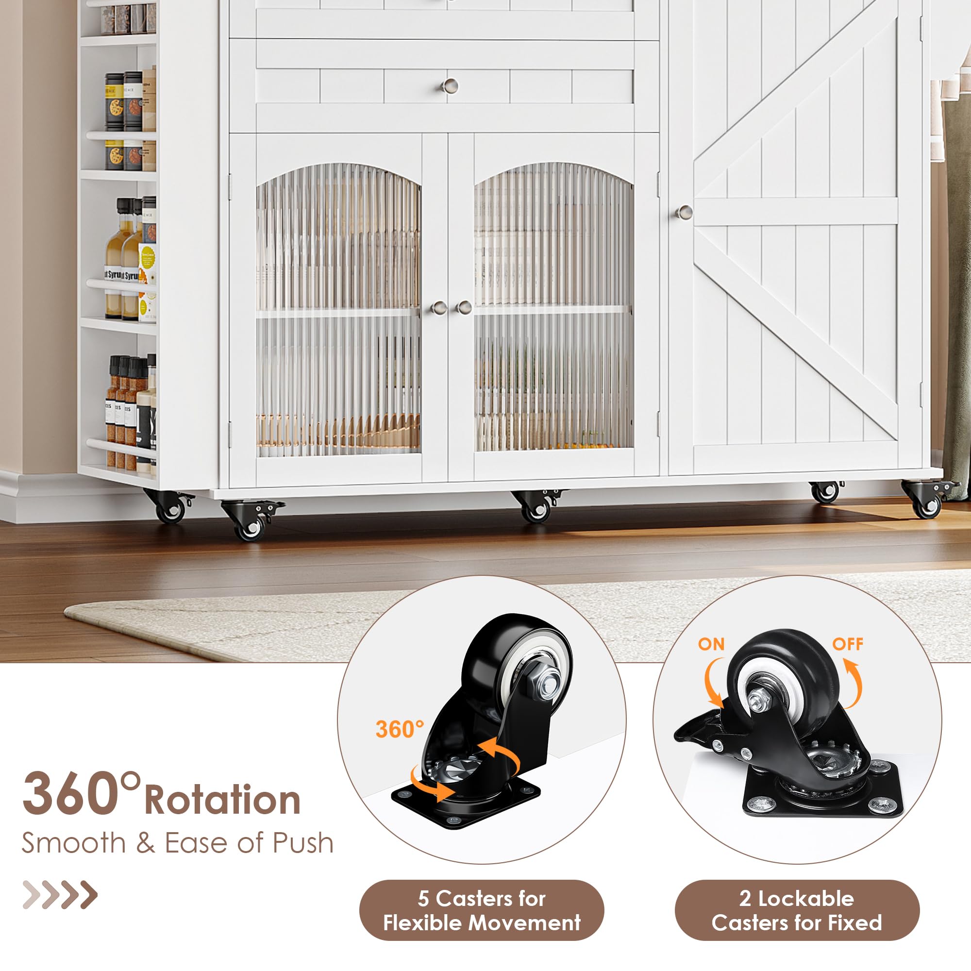 Rolling Kitchen Island with Storage and Drop Leaf