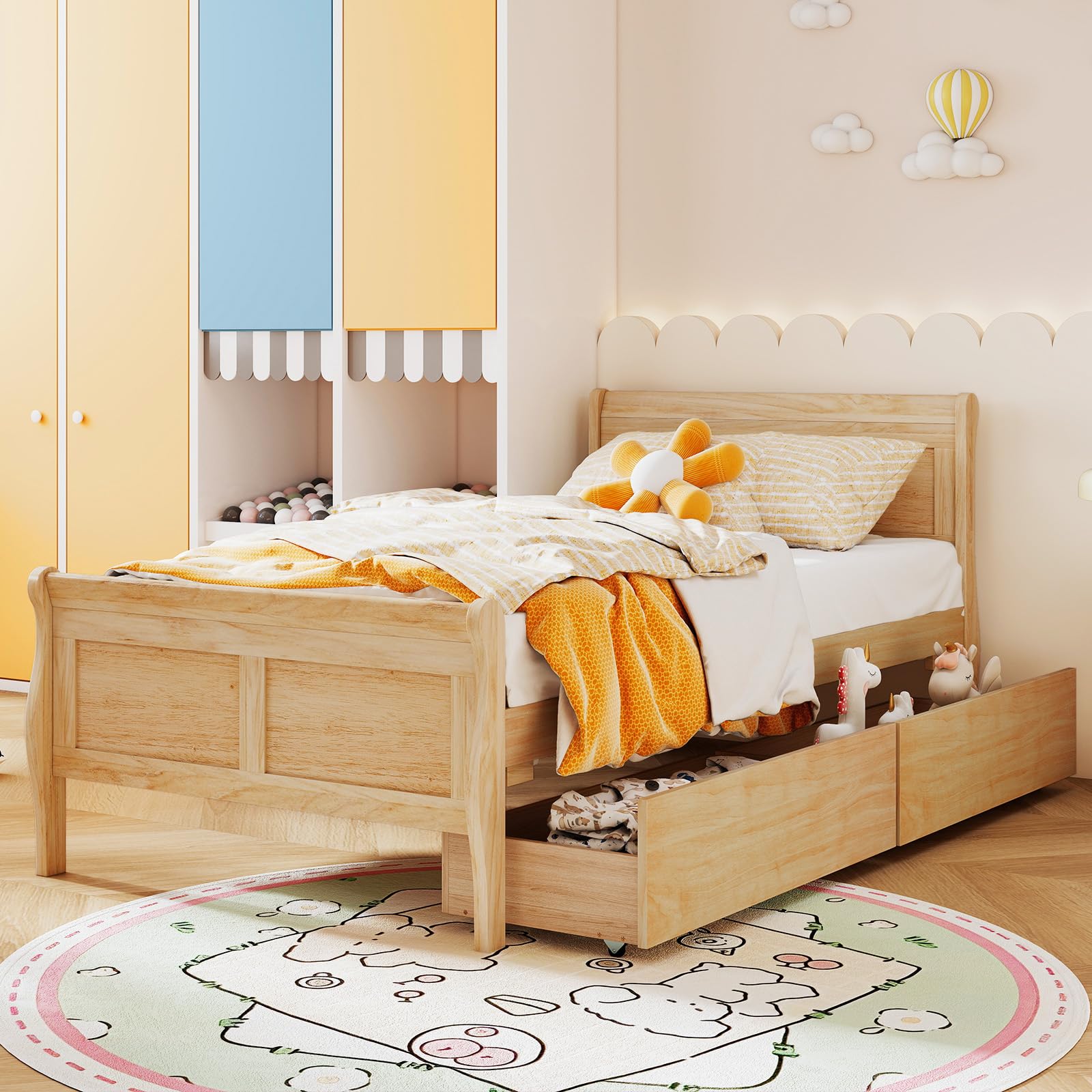 Twin Bed with Storage Drawers