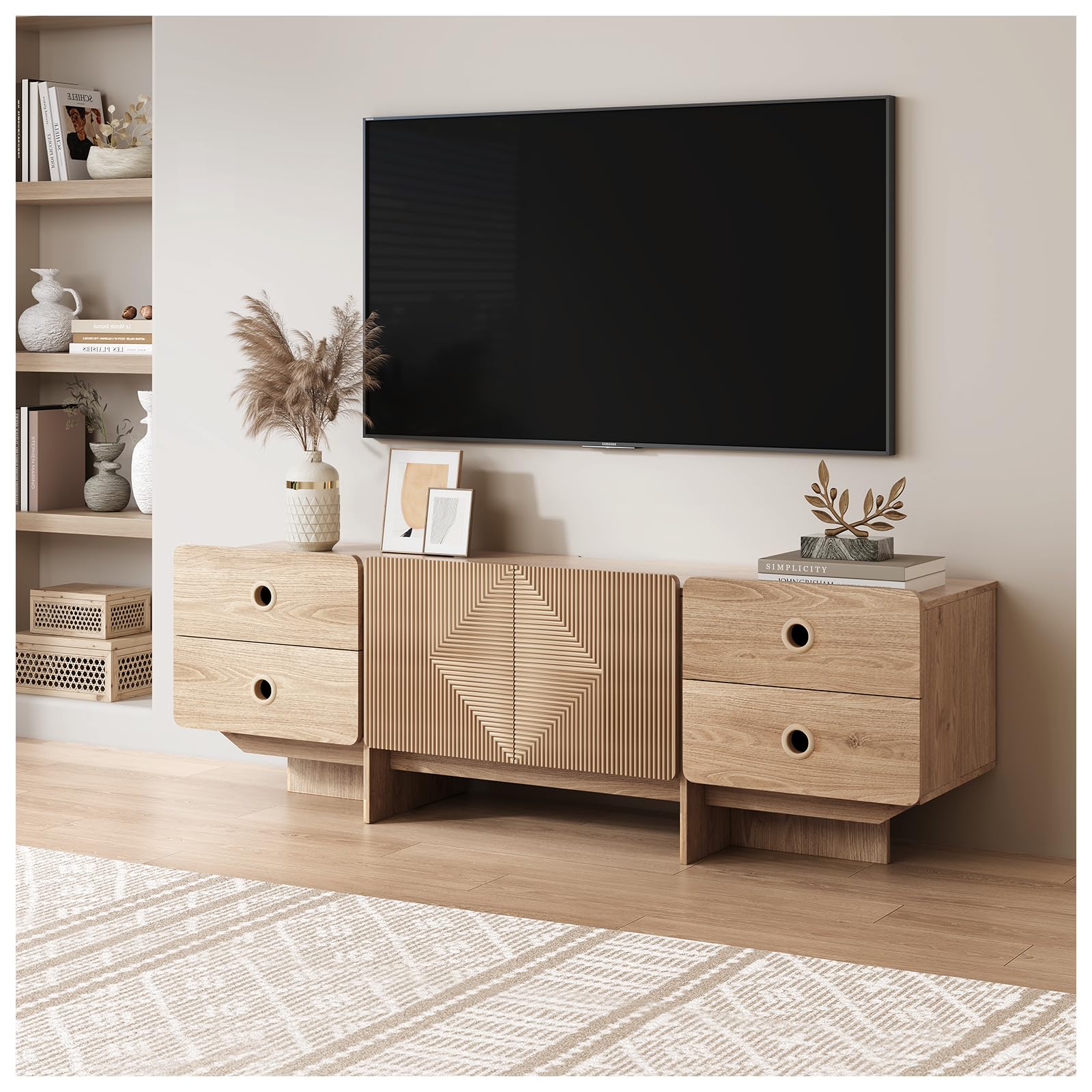 66" Fluted TV Stand with Storage