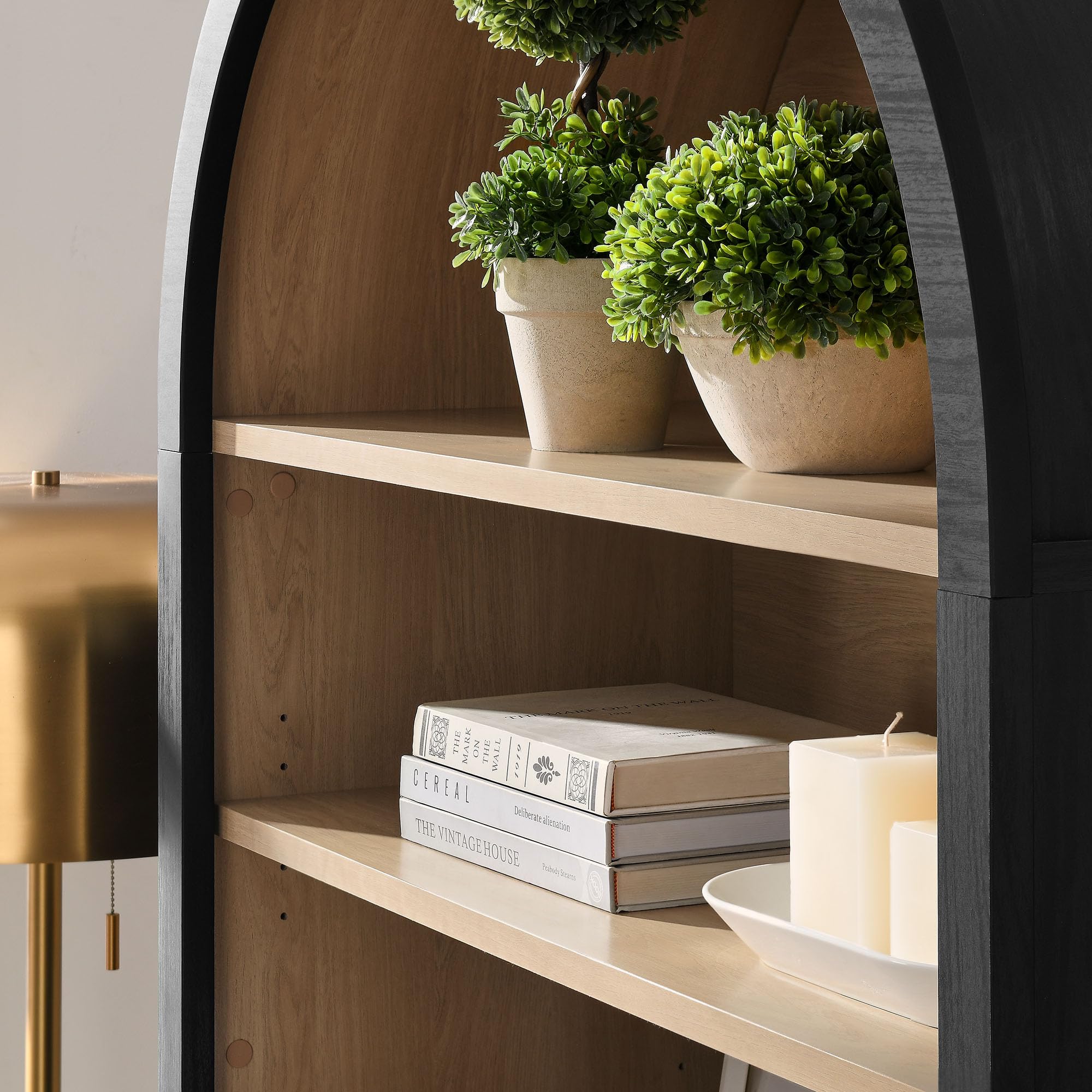 Tall Arched Storage Display Cabinet - 74 Inch Bookshelf