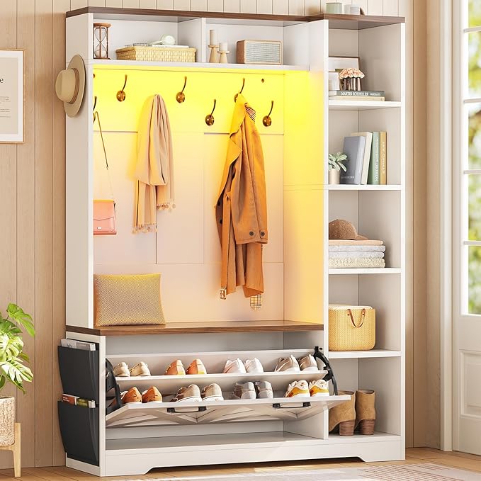 Hall Tree with Shoe Storage Bench and Coat Rack