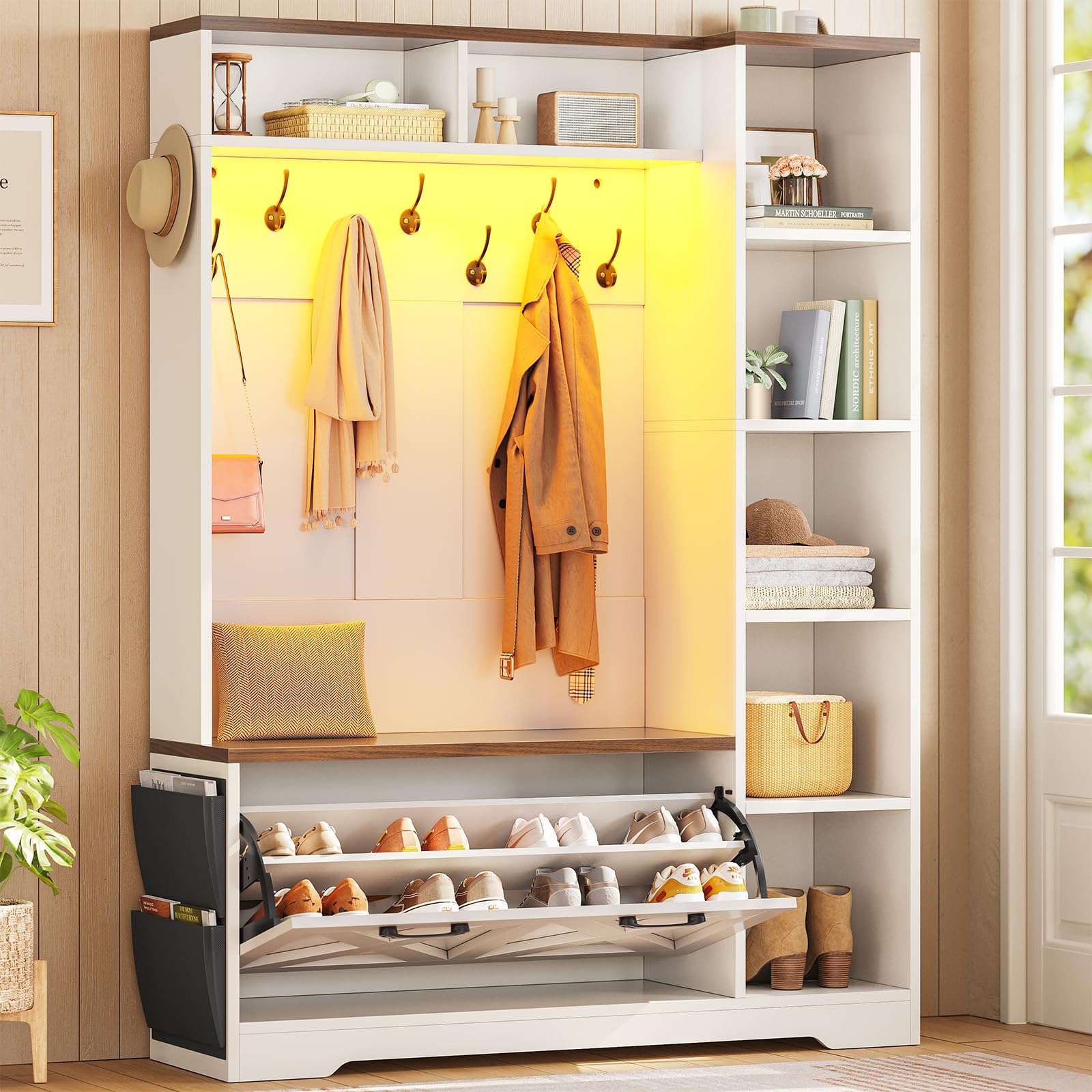 Hall Tree with Shoe Storage Bench and Coat Rack