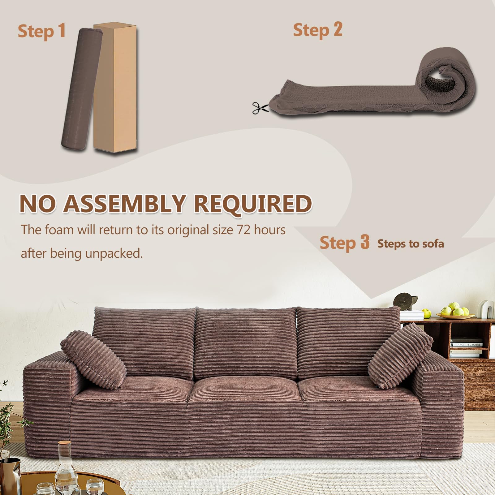 104.3" Modular Sectional Cloud Couch