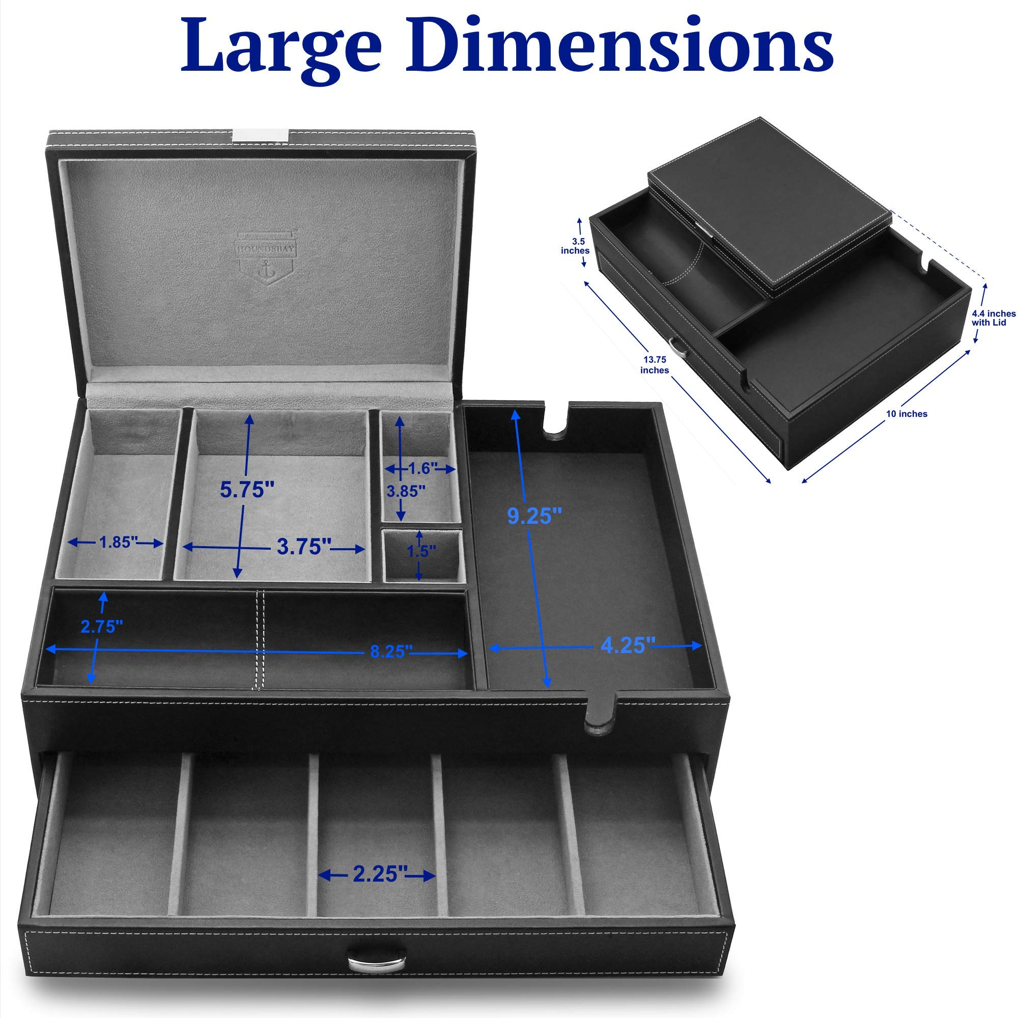 Admiral Dresser Valet Box with Smartphone Charging Station