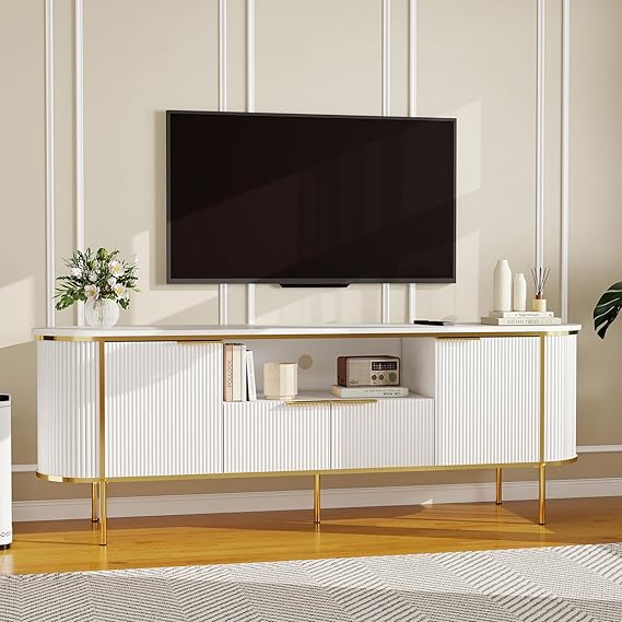 70" Fluted Fireplace TV Stand with Storage