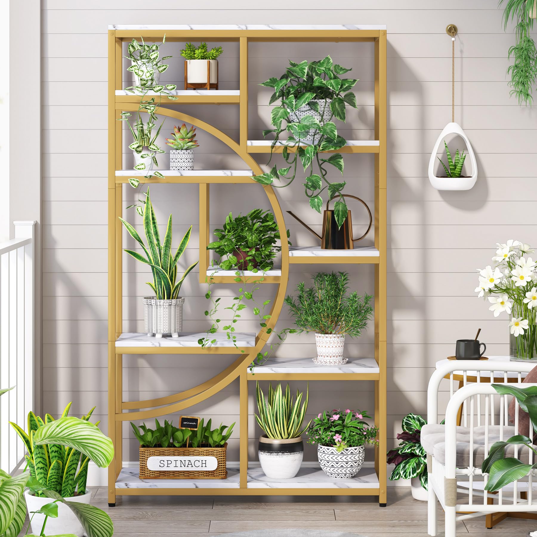 Industrial 5 Tier Bookshelf with 9 Open Storage Shelves