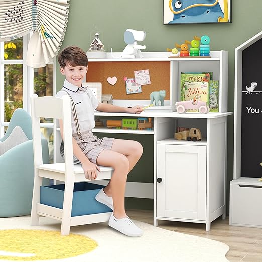 Kids Desk and Chair Set with Storage