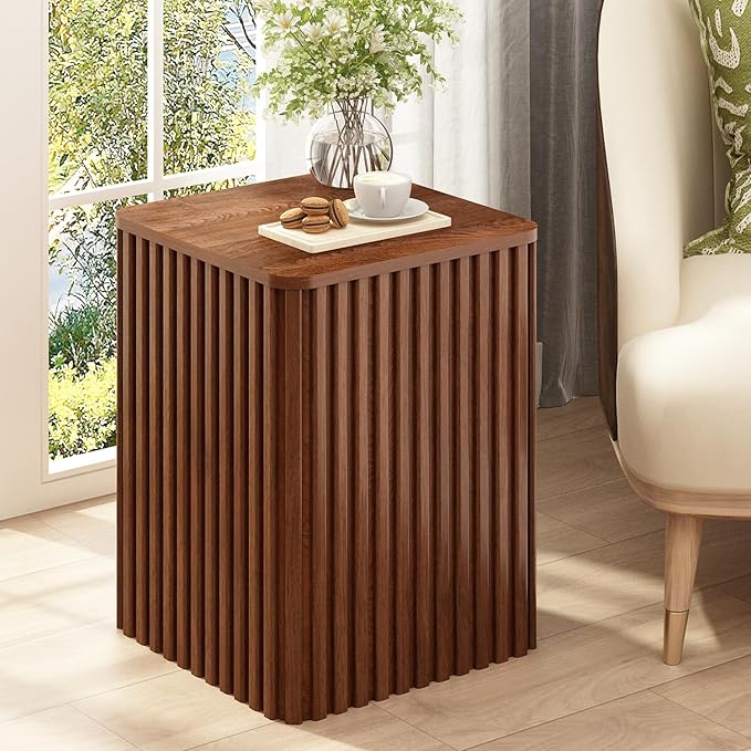 Fluted Side Table with Storage