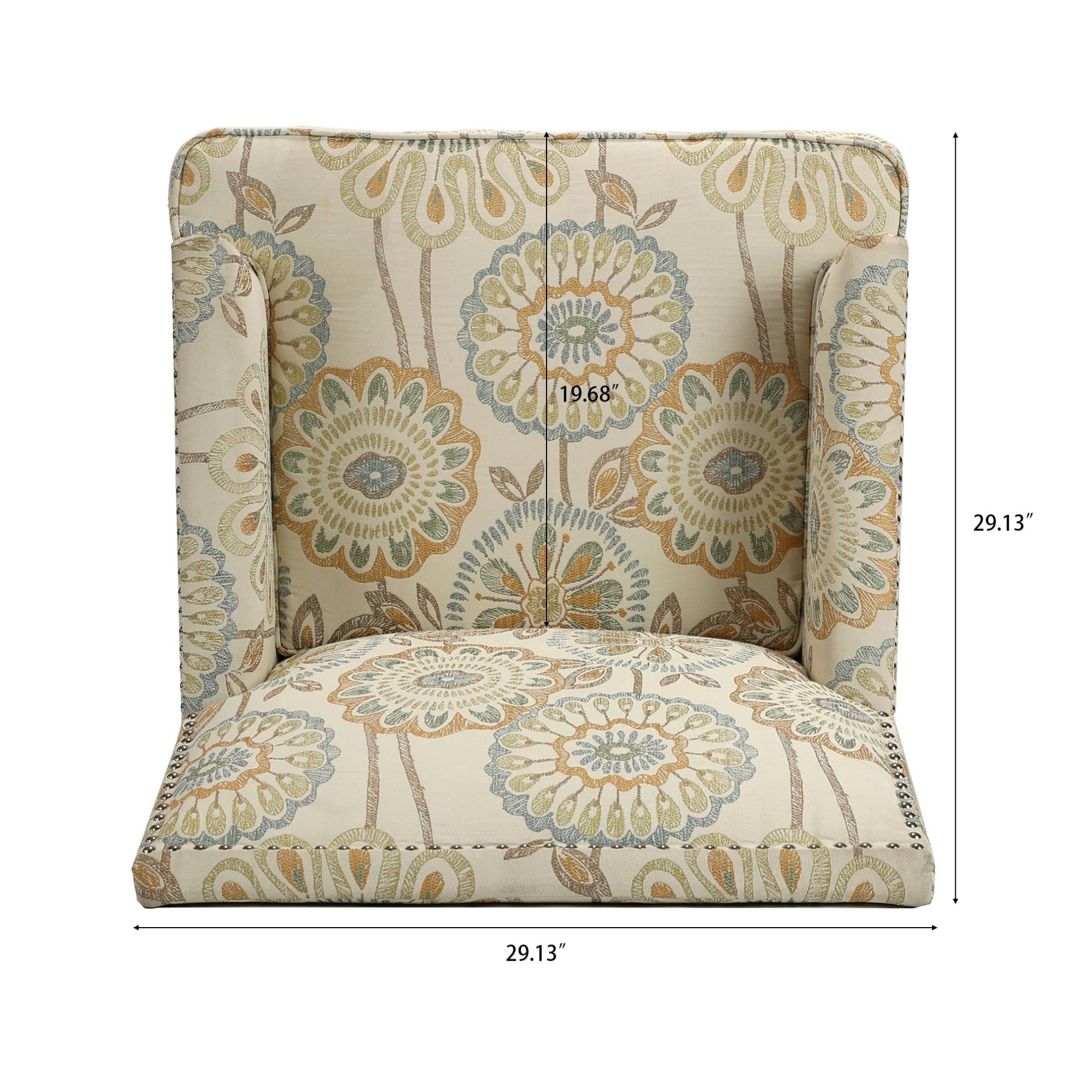 Wingback Accent Chair with Floral Fabric Upholstery