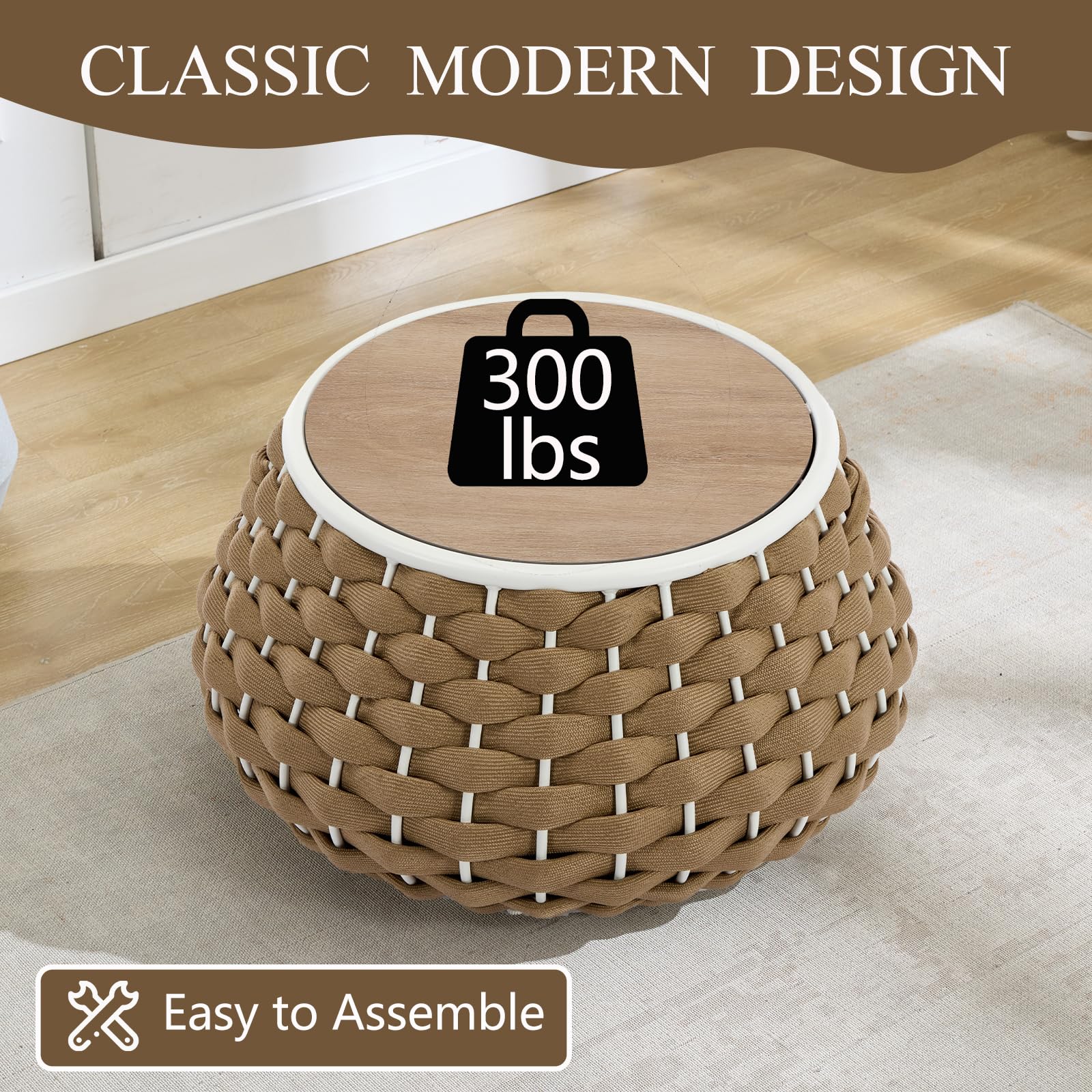 30.5 Inch Round Outdoor Side Table with Removable Lid