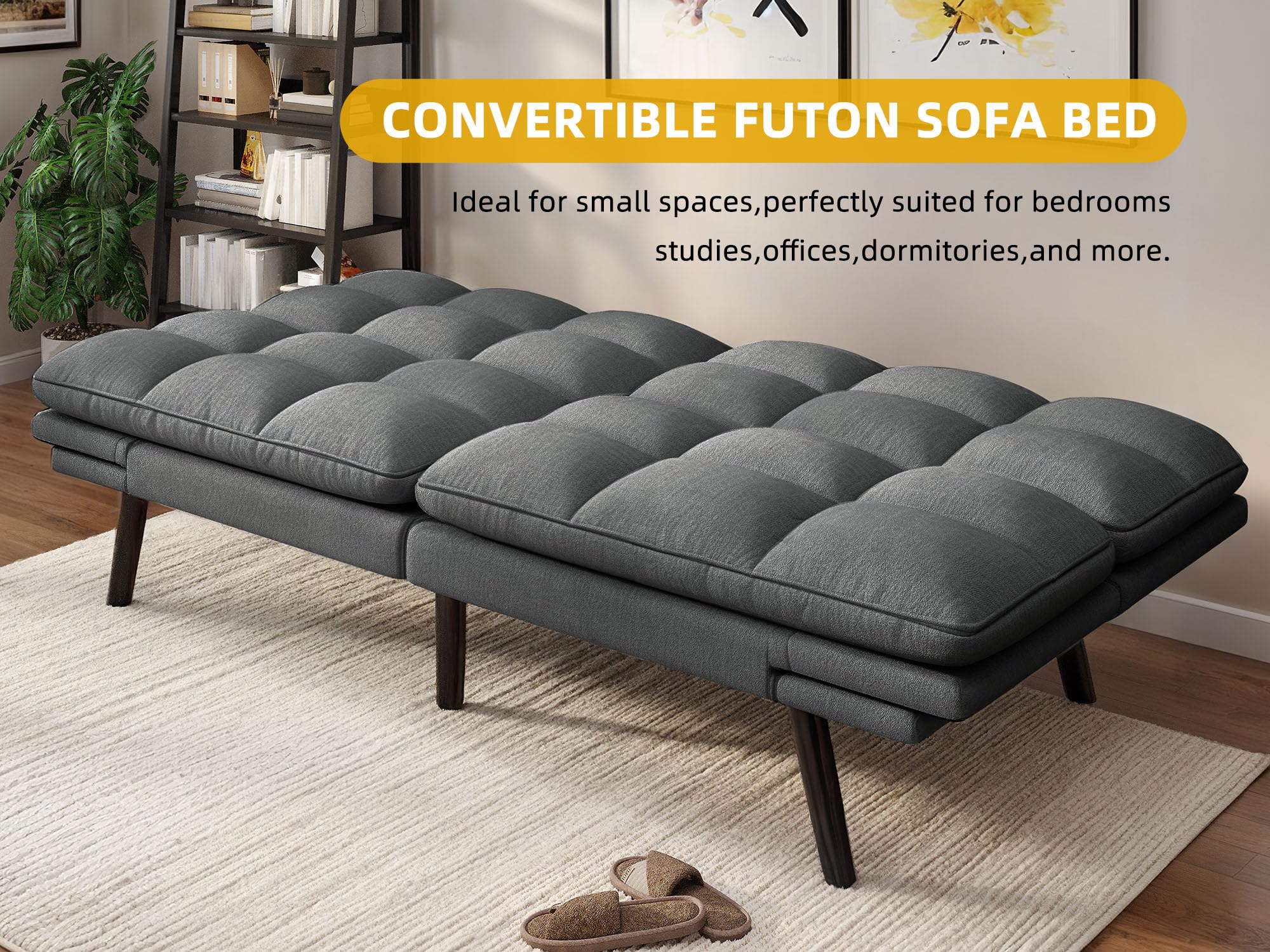 Convertible Futon Sofa Bed 70" with Adjustable Backrest