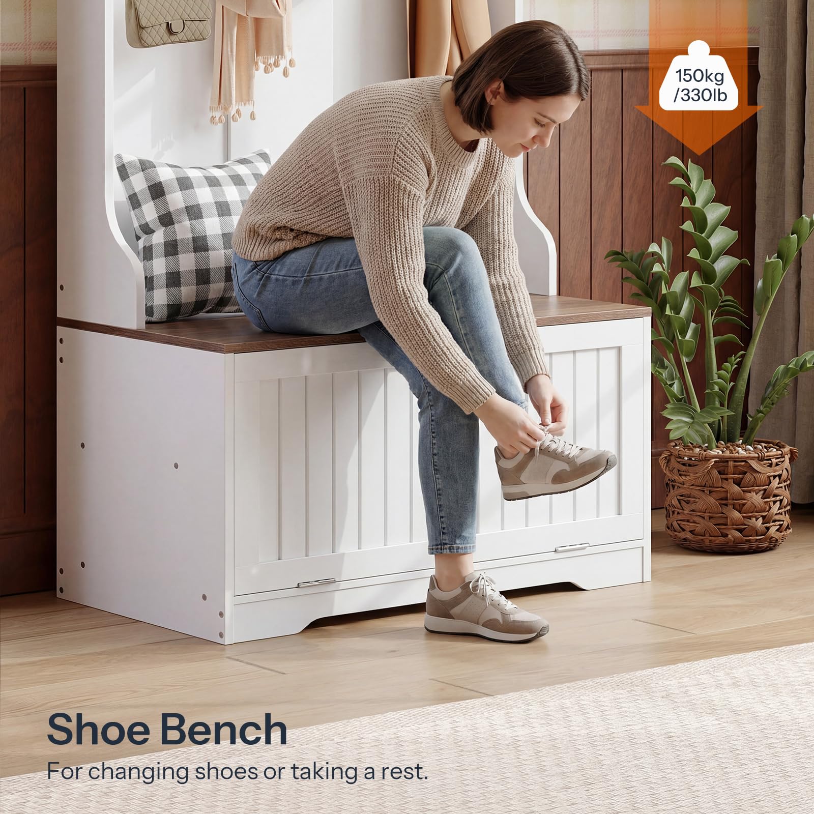 Hall Tree with Bench and Shoe Storage