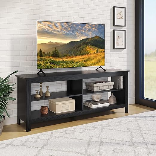 Modern TV Stand with 4 Open Shelves for TVs up to 65 Inches