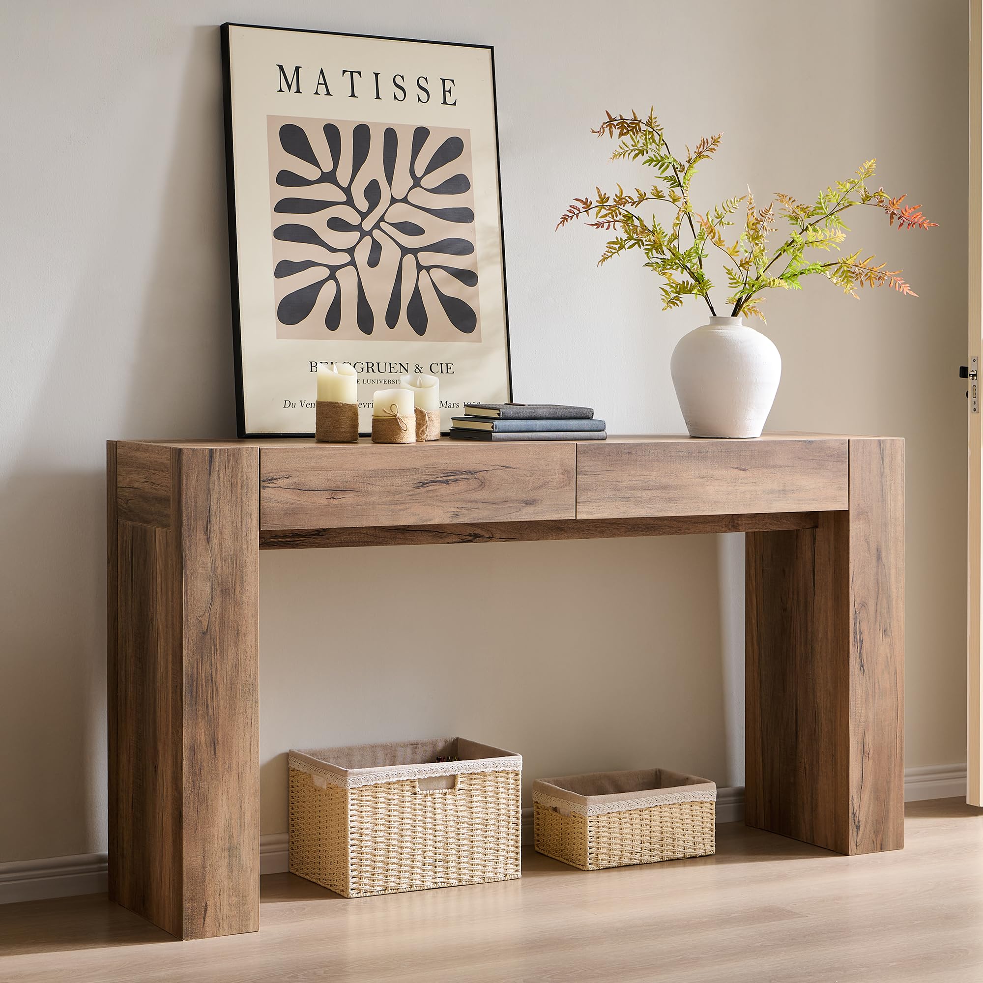 Modern Entryway Console Table with Drawers 63 Inch