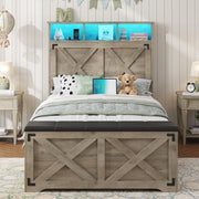Twin Bed Frame with Storage and LED Lights
