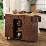 Kitchen Island on Wheels with Drop Leaf Breakfast Bar