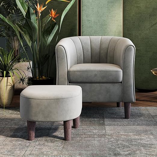Blossom Barrel Accent Chair with Ottoman