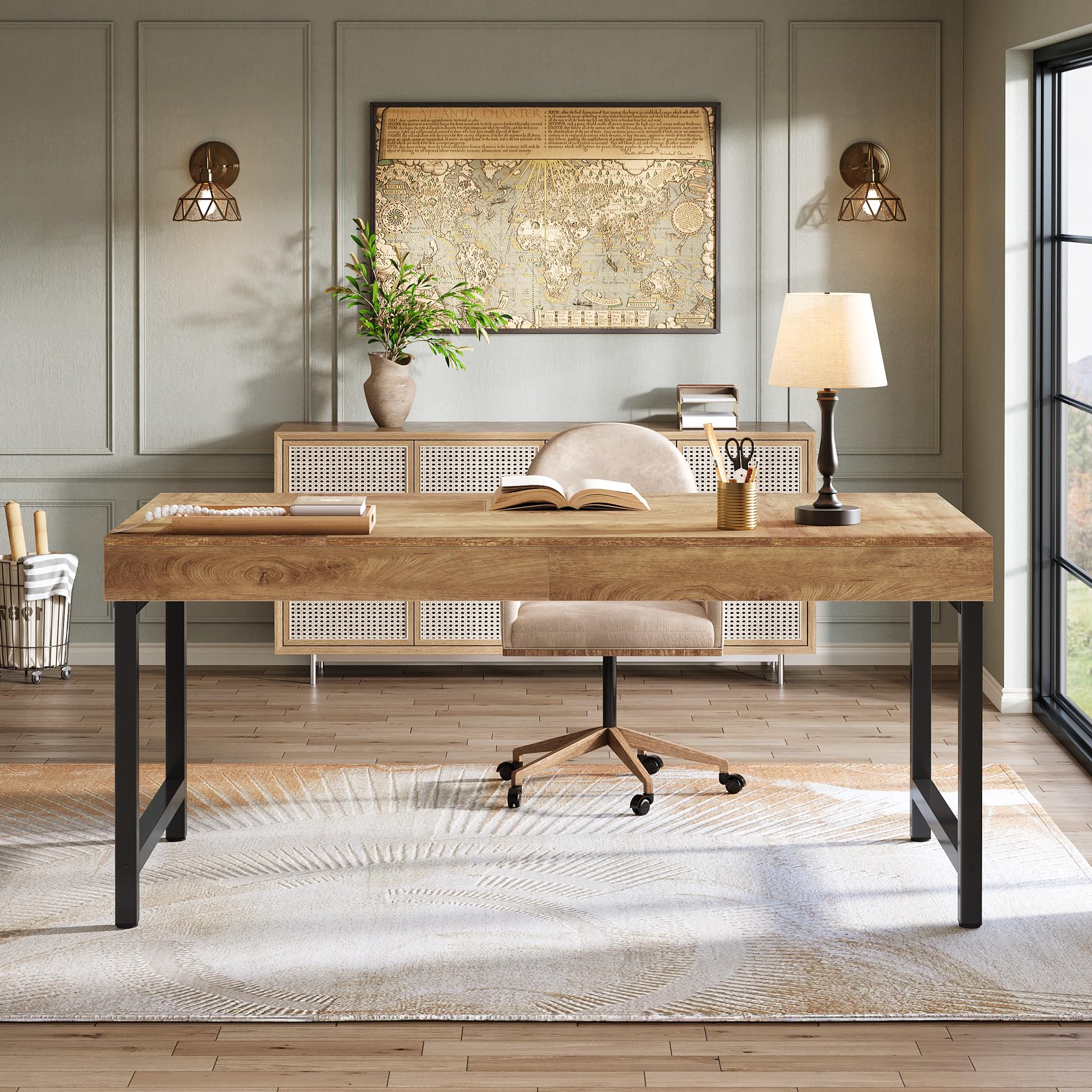 55" Industrial Executive Desk for Home Office