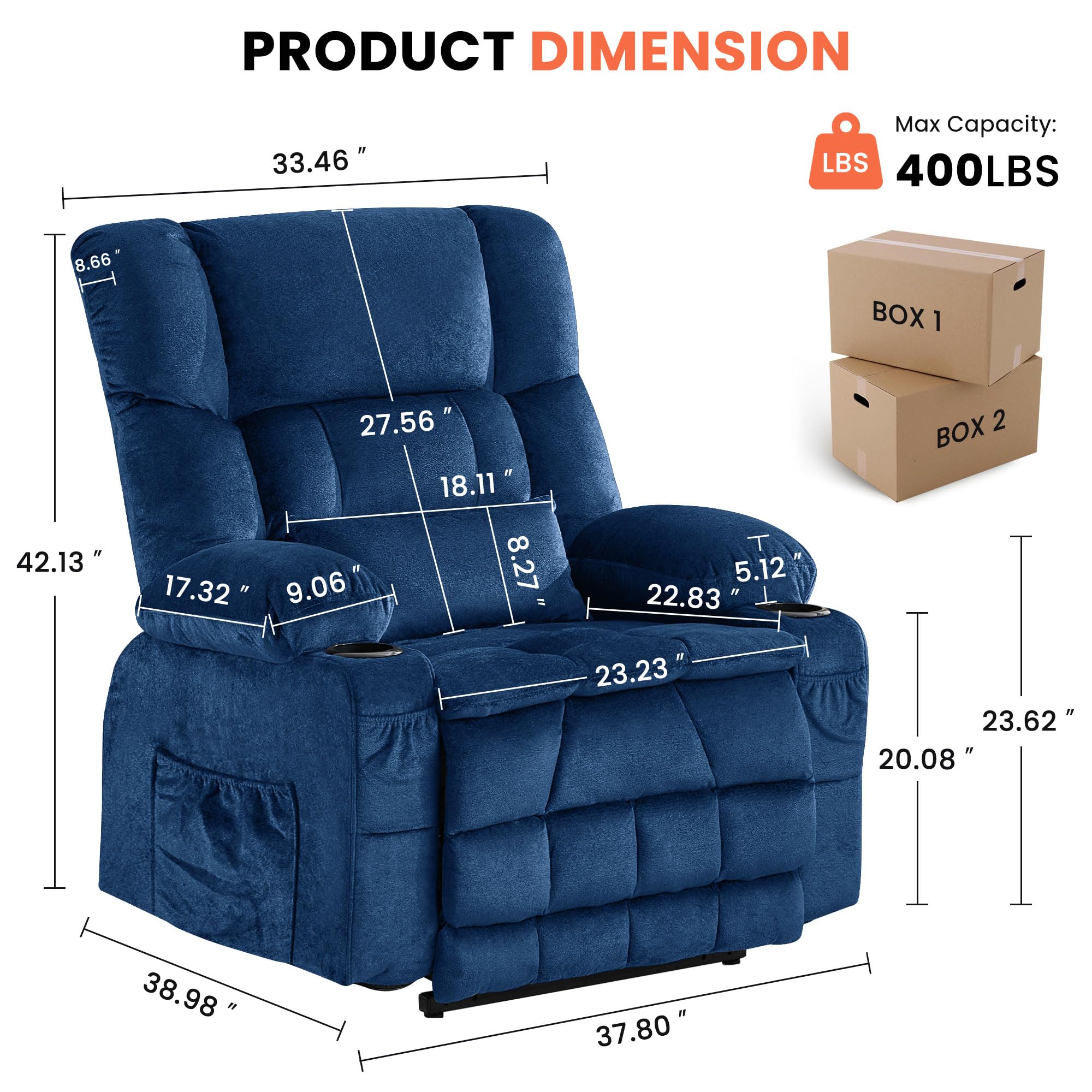 Power Lift Recliner Chair with Massage and Heating