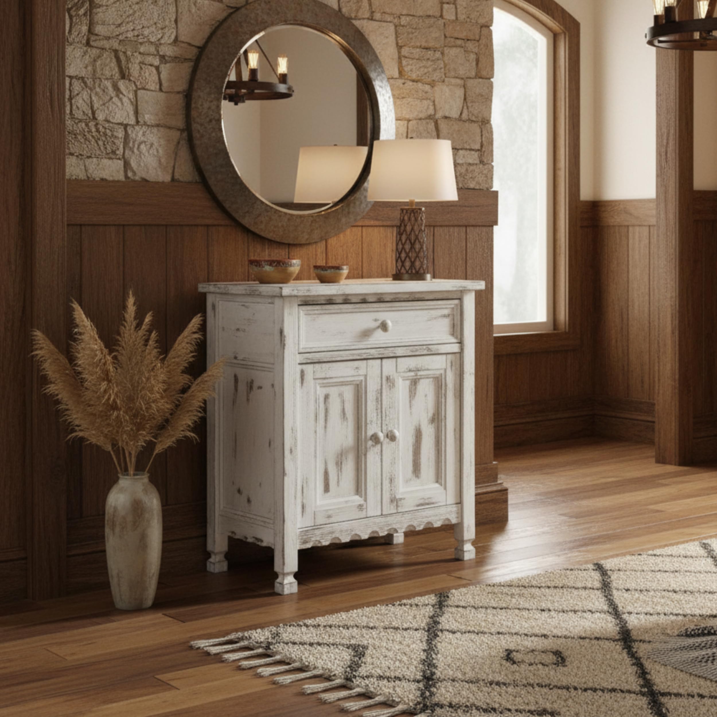 Country Cottage Accent Cabinet with Drawer and Adjustable Shelf