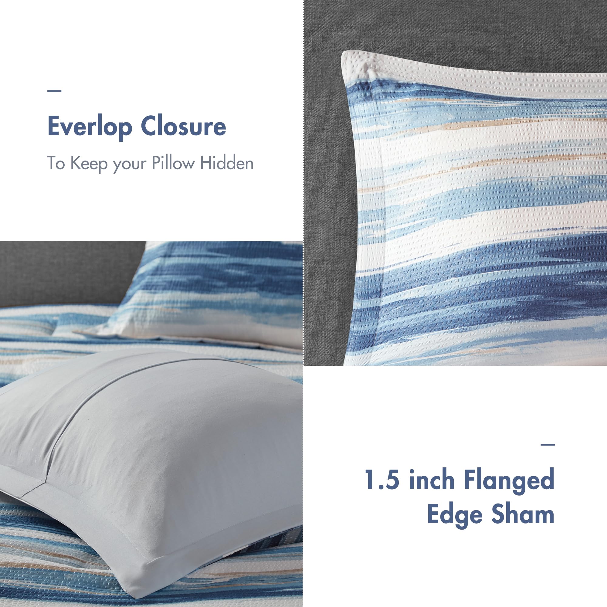 Seersucker Comforter and Coverlet Set King 8 Piece