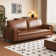 80" Mid-Century Modern Faux Leather Sofa