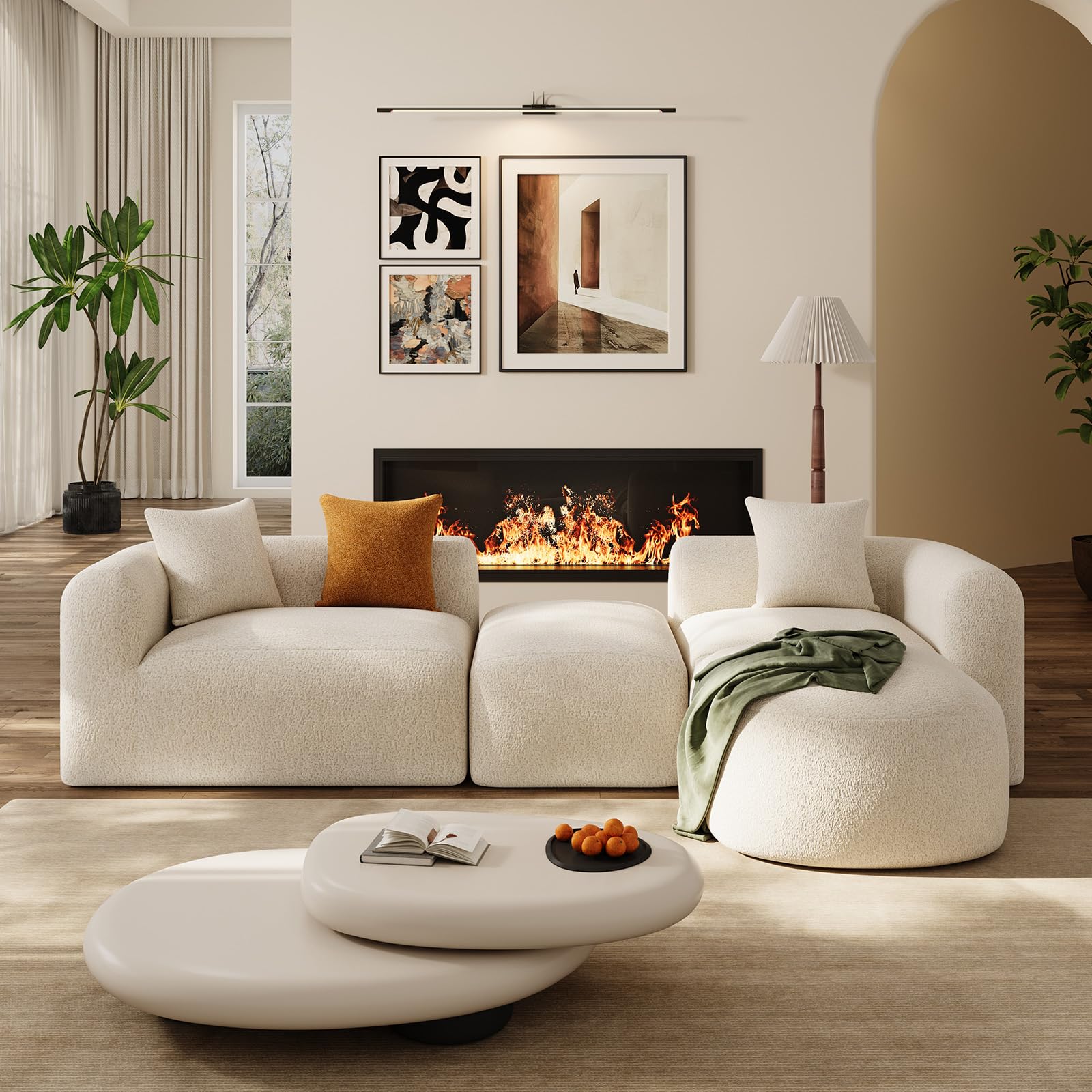 Modern Oversized Curved Sectional Sofa 119 Inch