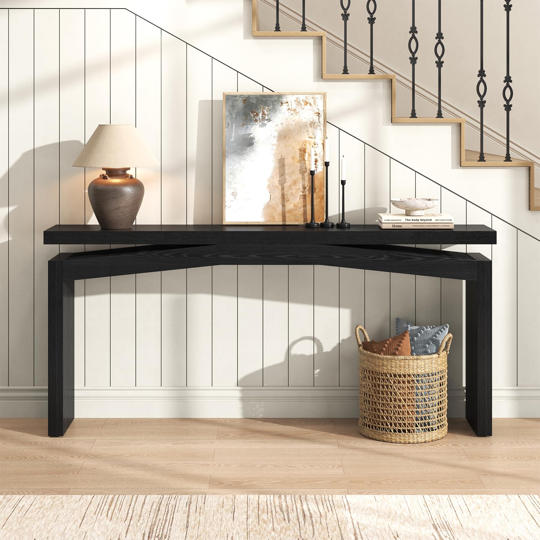 63-Inch Black Console Table for Entryway