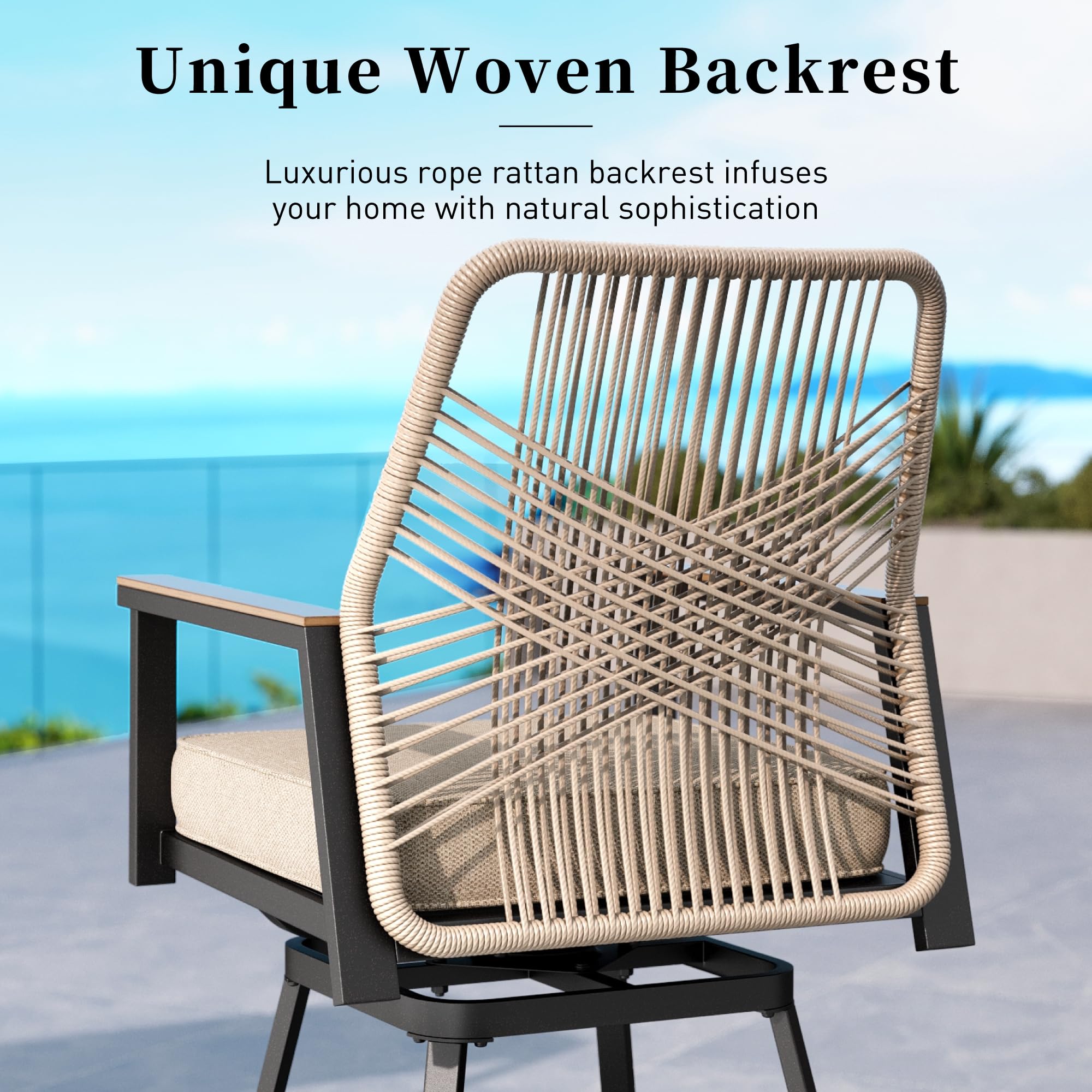Swivel Bar Stools Set of 4 with Cushions