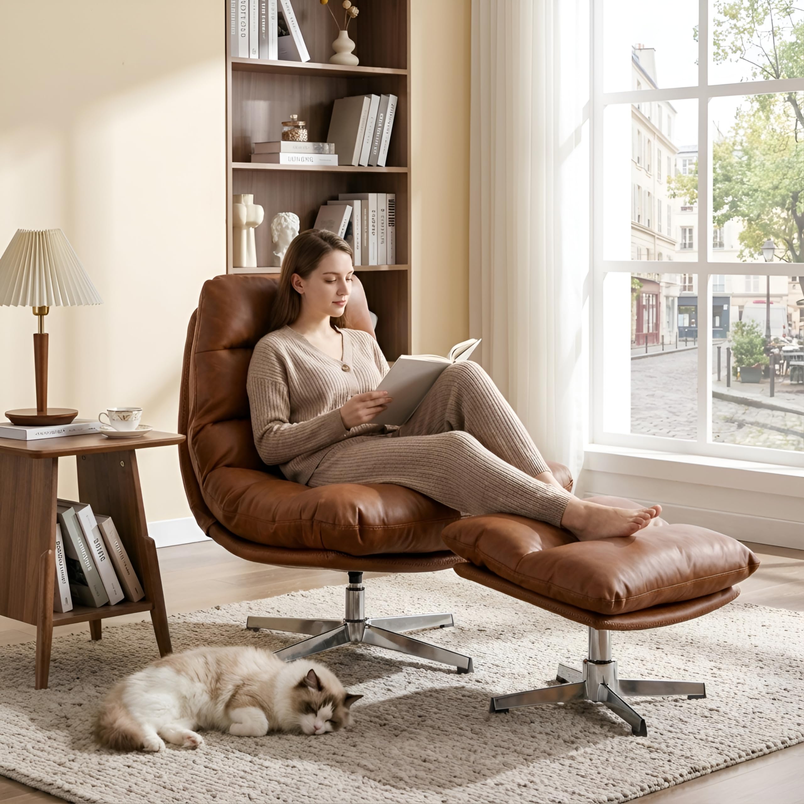 Swivel Accent Chair with Ottoman