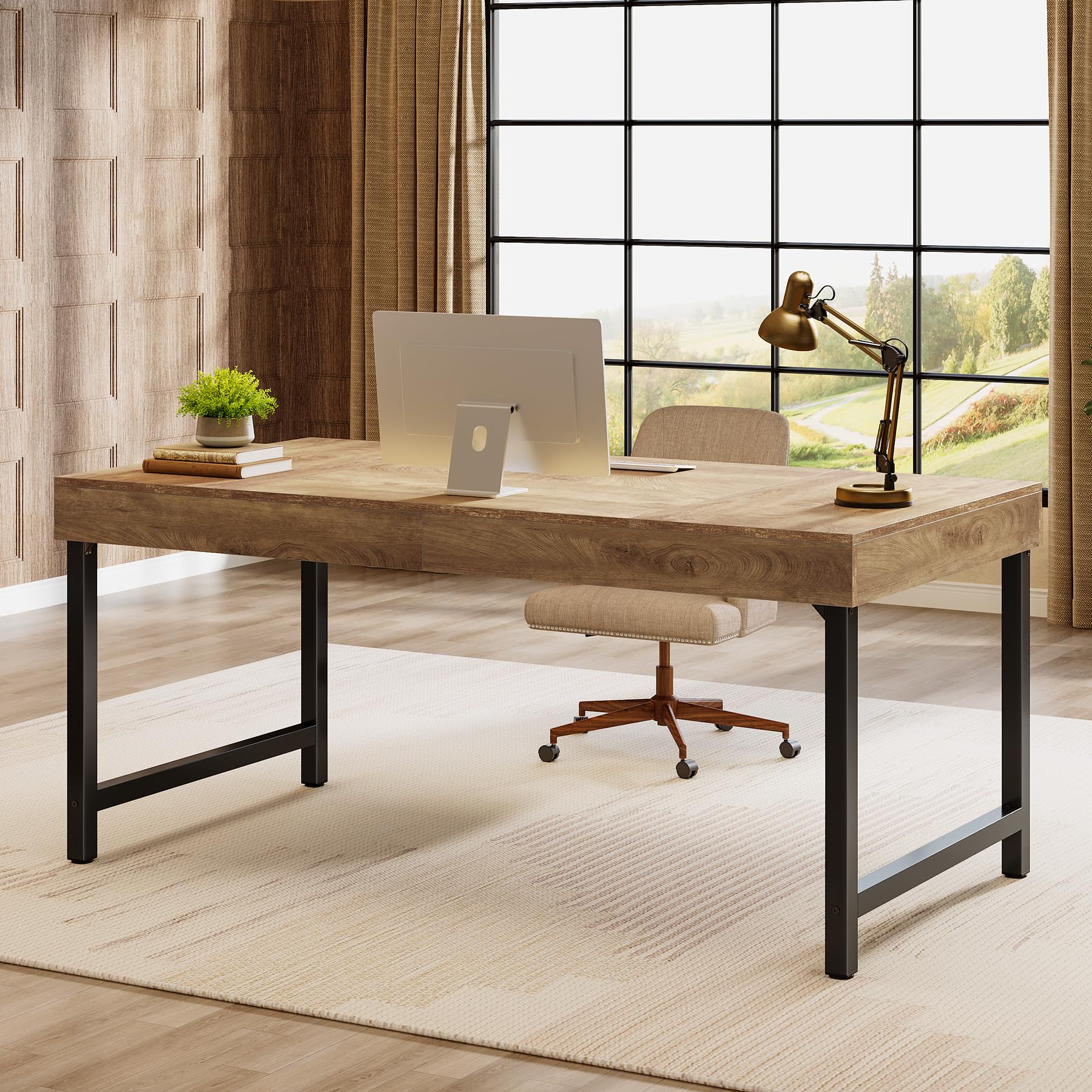 55" Industrial Executive Desk for Home Office