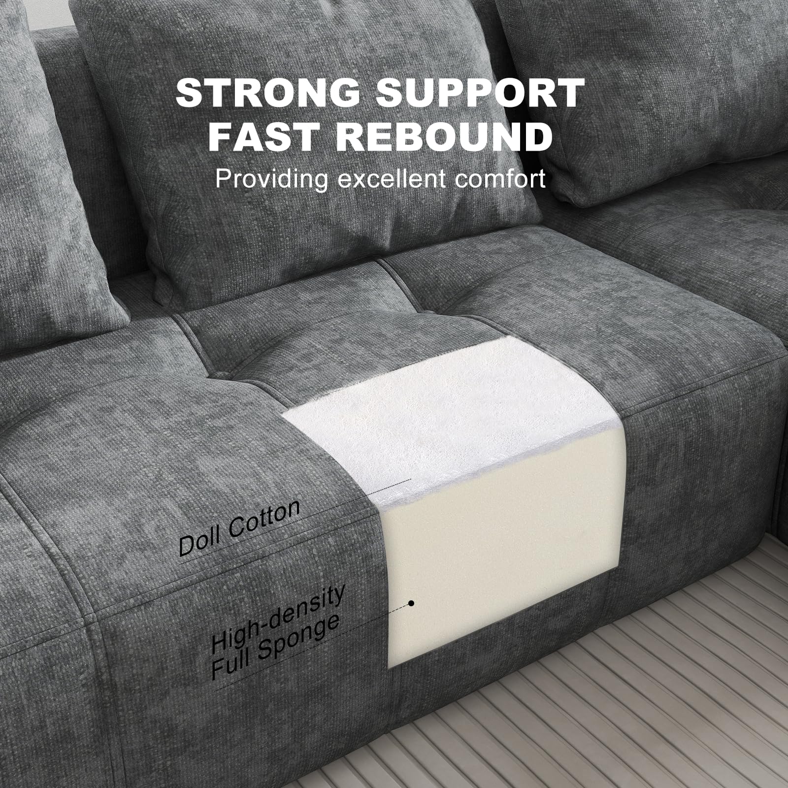 105" Modular Sectional Couch with Deep Seat