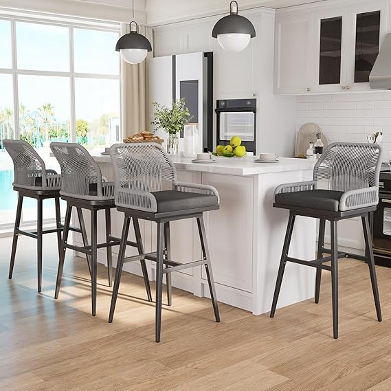 Outdoor Swivel Bar Stools Set of 4 - 30" Height