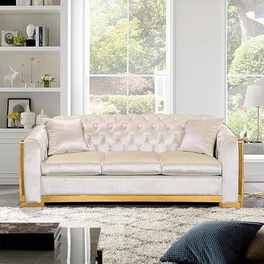 Velvet Chesterfield Sofa 3 Seater