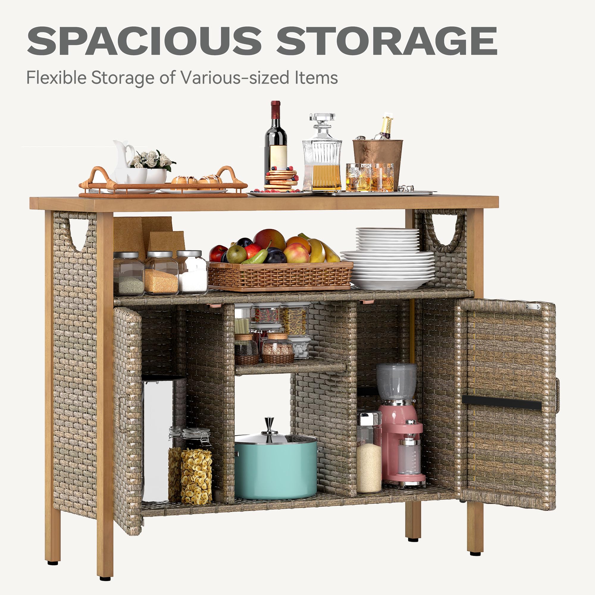 XL Patio Storage Cabinet with Wood Top