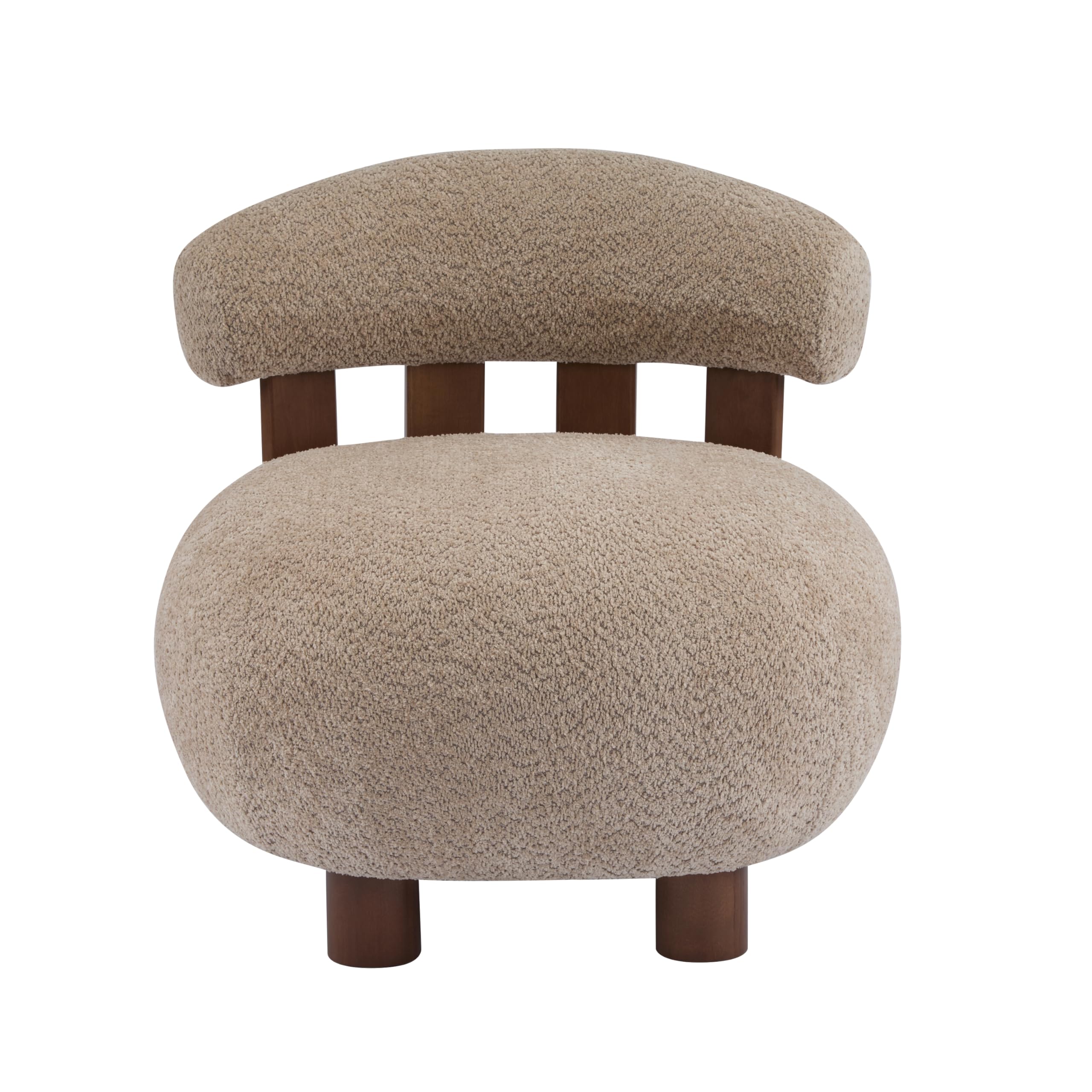 Boucle Fabric Accent Chair with Solid Wood Frame
